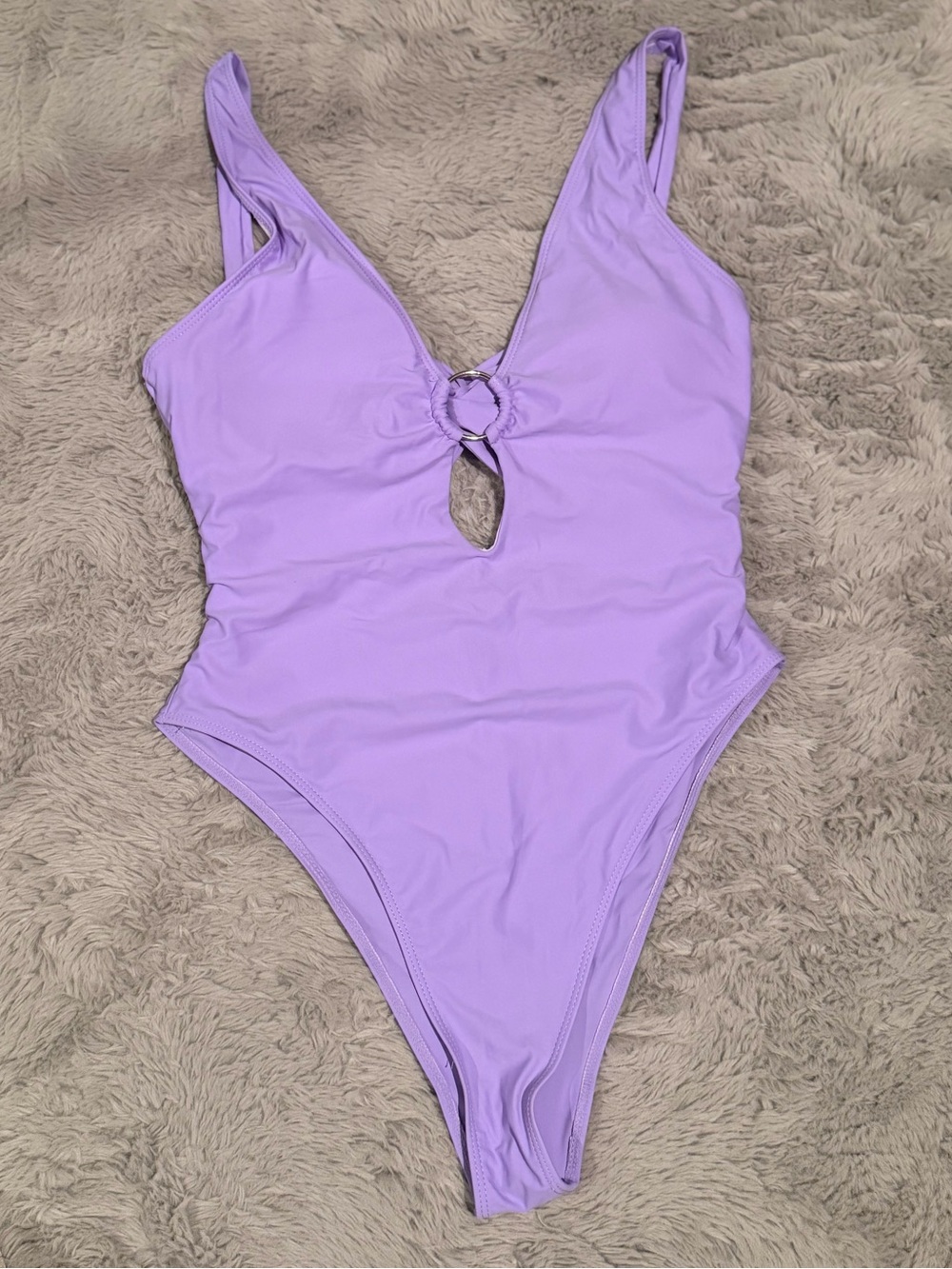 SHEIN Lavender One-Piece Swimsuit with Front Ring Keyhole